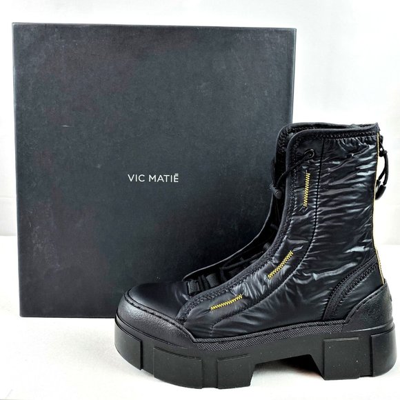 VIC MATIE Shoes - Vic Matie Ankle Boots in Black W/ Drawstring & Back Zipper - FCM45
